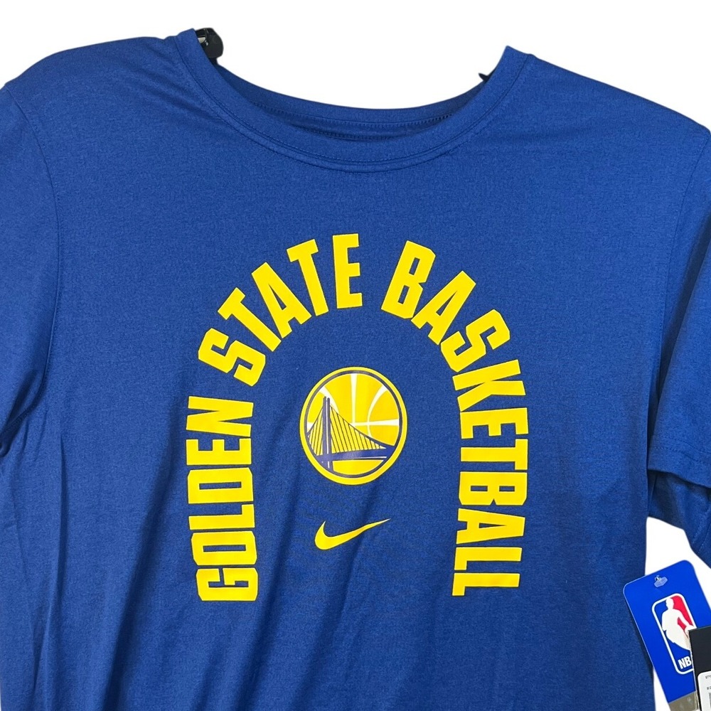 Nike Golden State Warriors Basketball Dry Fit T-Shirt Youth L Blue Yellow J3